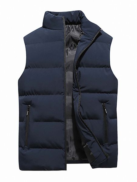 

men zip-up padded gilet m35c#, Black;brown