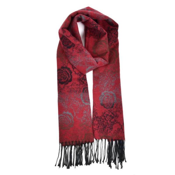 

autumn and winter rose flower printed ladies scarf long thick shawl scarf female gradient wraps tassel women's head scaves sf855, Blue;gray