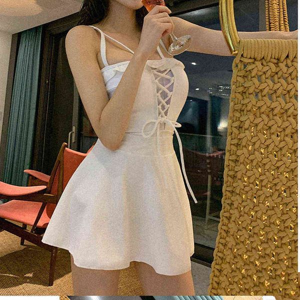 

luxury designer women's swimwear bikini women's 2022 fashion conservative thin belly covering korean ins spring swimsuit, White;black