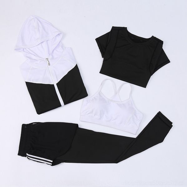 

qwxh0 new yoga four fitness peach heart women's sports running loose quick dry four-piece piece of 4 suit set suit jwgkg, Gray