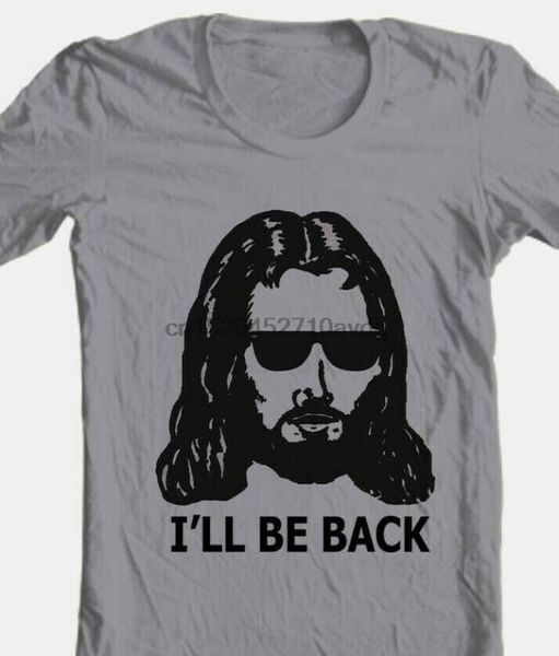 

men's t-shirts ill be back t-shirt jesus christian religious funny 100% cotton grey tee1, White;black