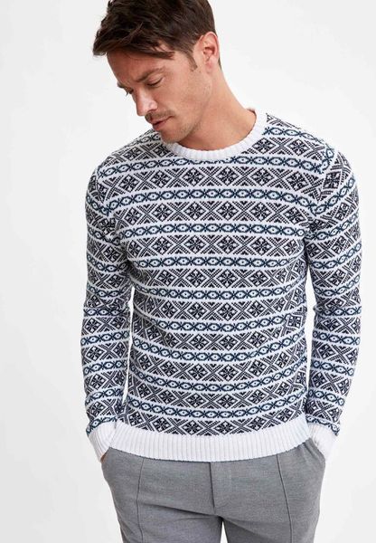 

men's sweaters defacto winter man tricot slim fit striped knitwear sweater jumper pullover warm casual fashion season-, White;black