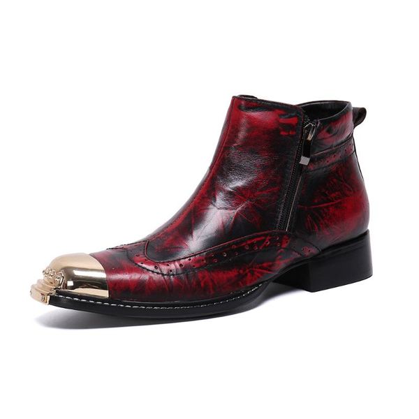 

shoes high cow leather shoes men's short boots martin boots fashion schoenen pointed toe ankle genuine leather work & safety, Black