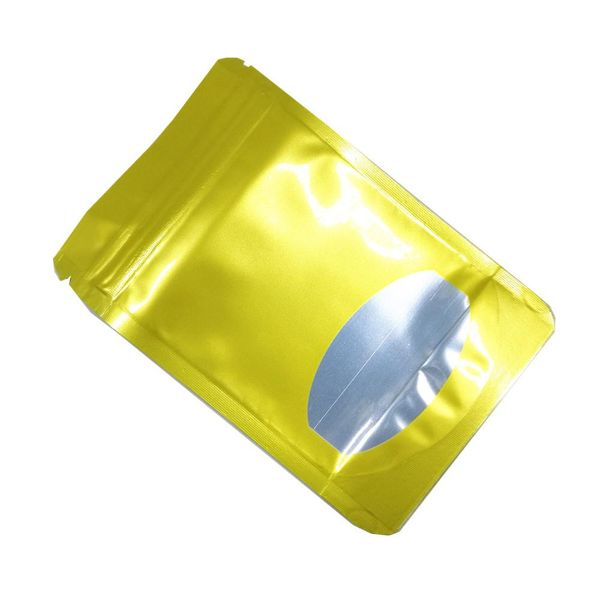 

200pcs lot gold aluminum foil stand up zipper package bag with round window doypack retails zip lock packaging mylar pouch h bbyfbo