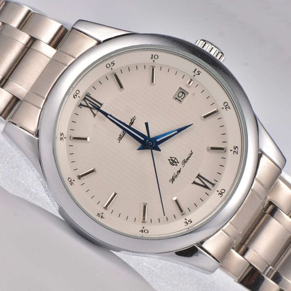 

watch automatic mechanical selling men's refined steel strap calendar belt watch 1215m45l, Slivery;brown