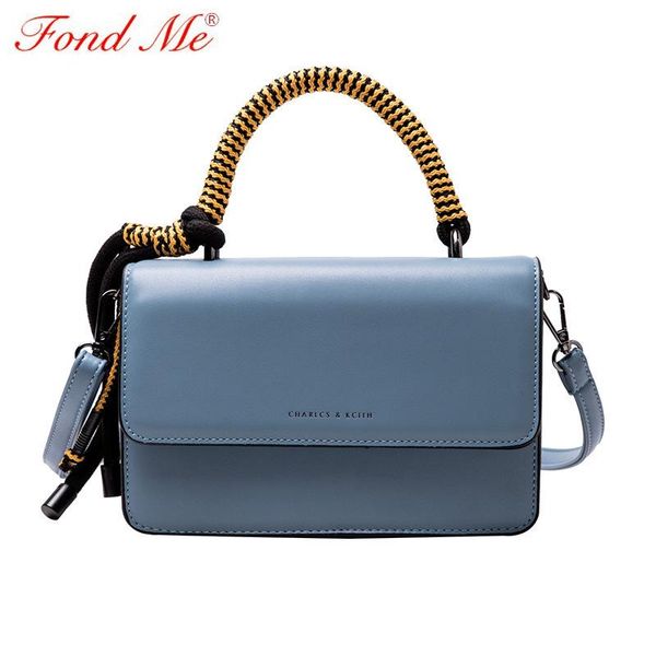 

new fashion simple contrast color flip shoulder messenger bag