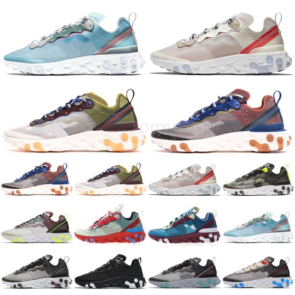 

2021 react element 87 undercover running shoes men women sneakers dark grey p blue sports trainer shoes runners size us 5-11, White;red