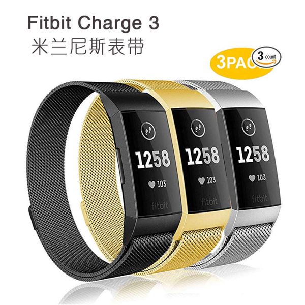 

fitbit charge 3 / 4 smart milane metal ring magnetic absorption original replacement wristbandjk