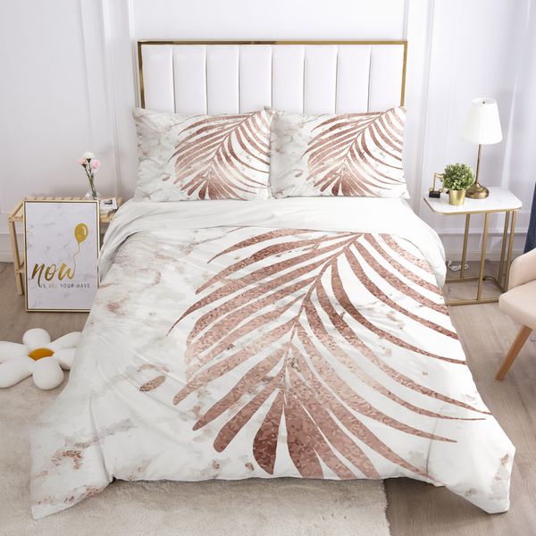 

luxury bedding 3d hd printed duvet set pillowcases comforter quilt blanket cover /king nordic leaves q1202