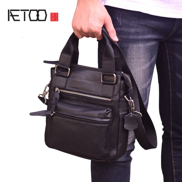 

hbp aetoo men's leather bag, vertical business casual shoulder-length span bag, head leather men's briefcase