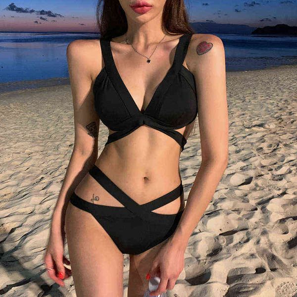 

luxury designer women's swimwear bikini swimsuit 2022 ins bikini split three-point spring small cht gathered swimsuit women, White;black