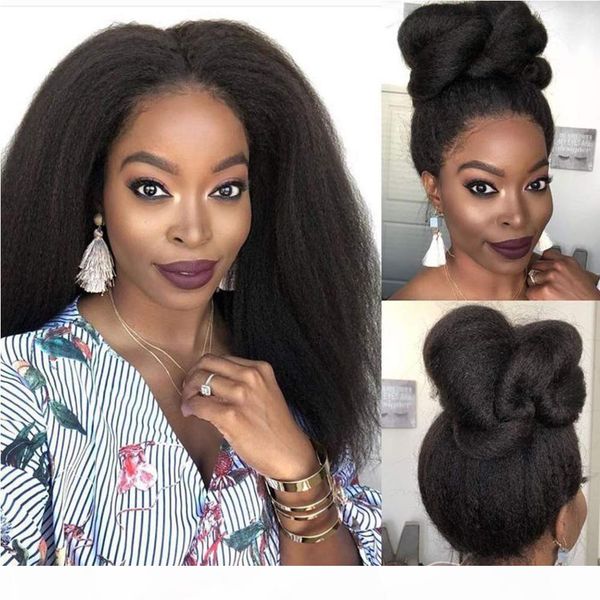 

kinky straight 13x6 lace front human hair wigs with baby hair italian yaki straight 360 lace frontal wigs for black women, Black;brown