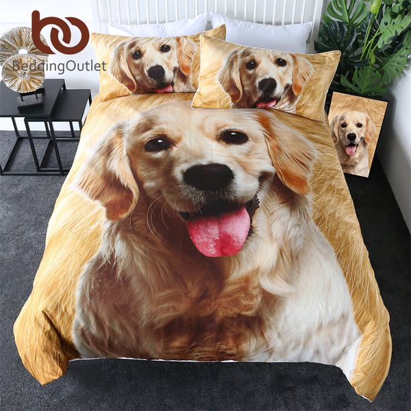 

beddingoutlet домашних собак пододеяльник золотистый ретривер детский пододеяльник fur 3d печать постельное белье прекрасный щенок покрывала