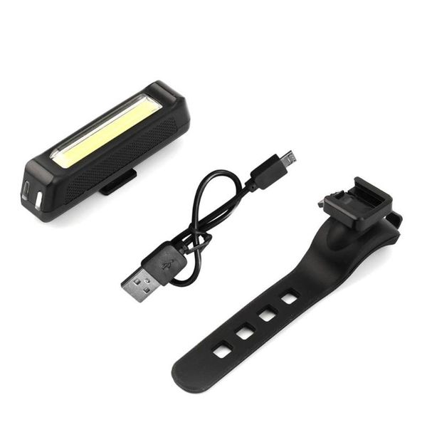 

abs material 100lm led cob usb rechargeable battery head light flash bicycle bike tail safety lamp mounting on handlebar