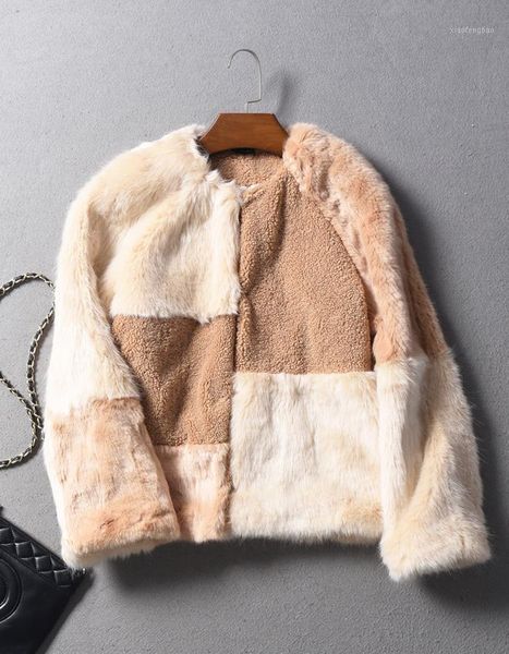 

women faux fur textured patchwork jacket round neck artificial fur coats long sleeved beautiful good quality 2020 new1, Black