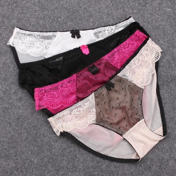 

fashion women's bikini briefs panties transparent woman underwear mesh breathable satin silk biquini fio dental - 2xl xxxl1, White;black