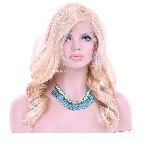 

blonde human hair wigs for women #613 brazlian lace front human hair wig loose wave virgin hair wigs, Black;brown