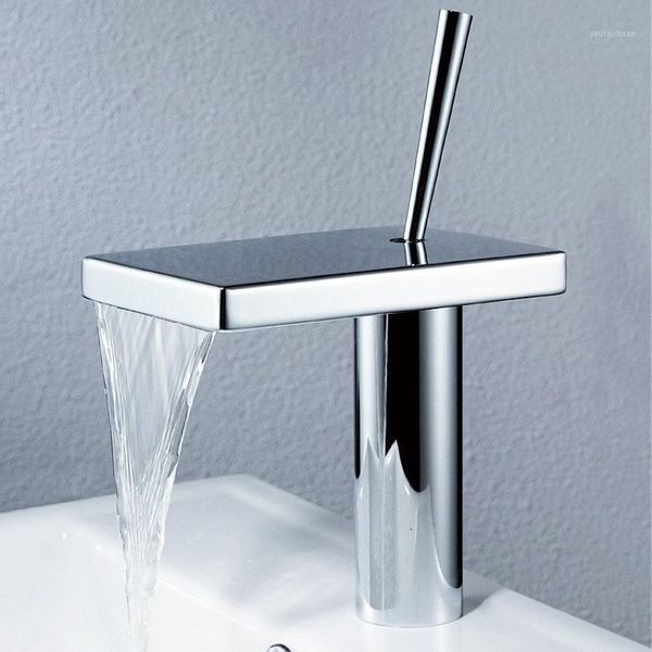

bathroom sink faucets chrome brass waterfall basin faucet single hole water mixer1