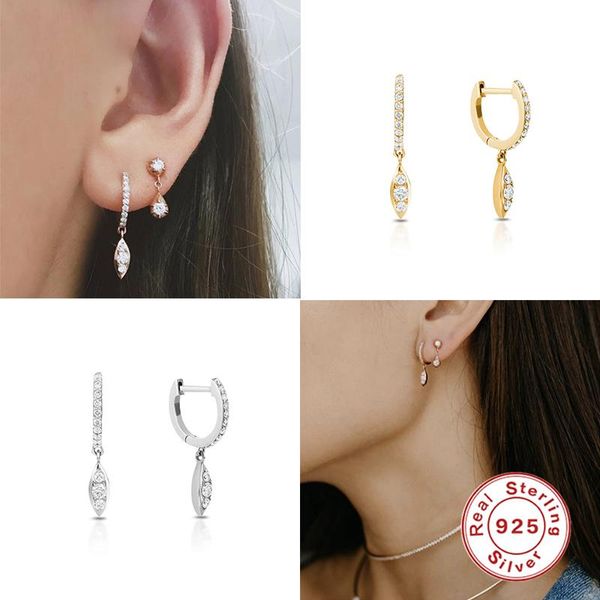 

romad минимализм 925 стерлингового серебра обруч серьги для женщин pendientes моды циркон серьги на день рождения brinco, Golden;silver