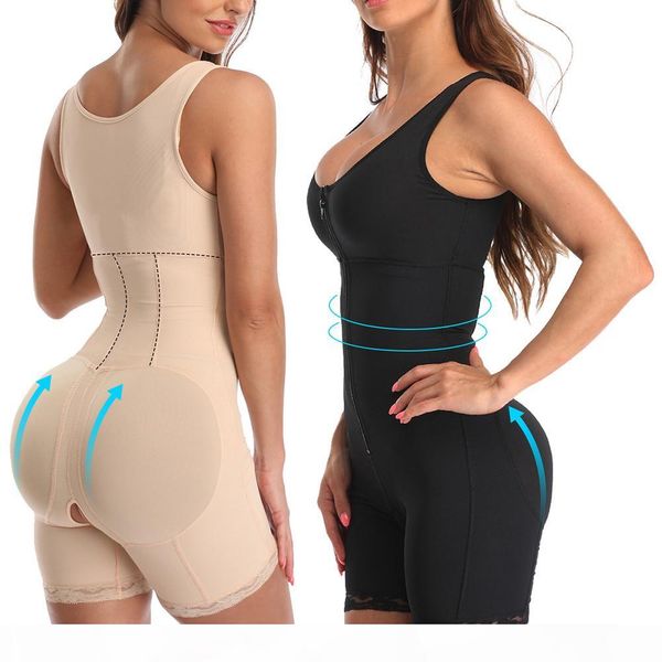 

qualityplus size women zipper full body shapewear underbust slimming mid thigh tummy control postpartum body shaper girdle powernet 6xl