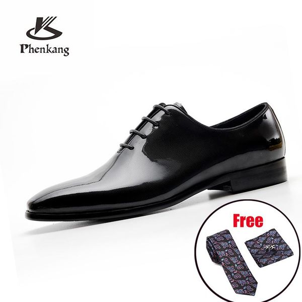 

mens formal shoes leather oxford shoes for men dressing wedding men's brogues office lace up male zapatos de hombre 2020, Black