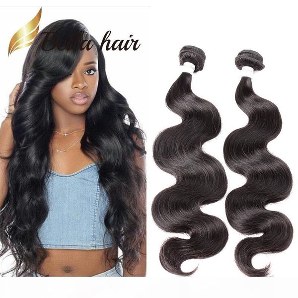 

bella hair grade 9a 10~24inch unprocessed brazilian virgin human hair extension body wave hair weaves natural color 2bundles ing, Black