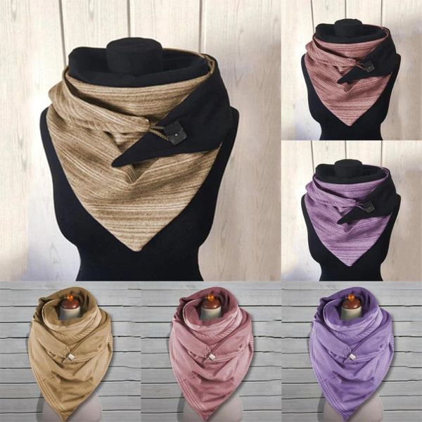 

scarves women men winter warm head neck scarf wrap stole shawl with button ladies triangle, Blue;gray