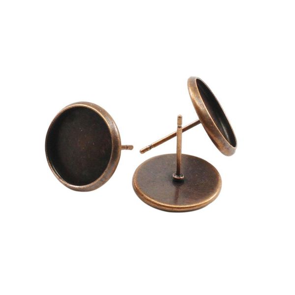 

50pcs/lot stainless iron blank earring base 8 10 12 14 mm cabochon cameo settings bezel tray for supplies jewelry making q bbynjv, Black