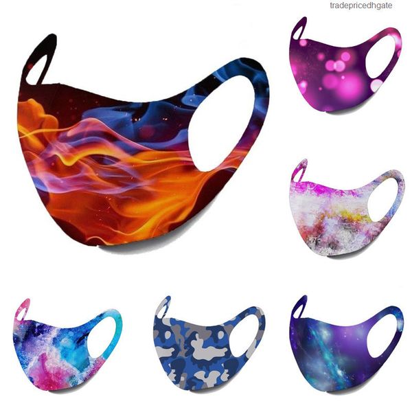 

factory1v05pm2.5 cover washable ice anti-dust print silk 10colors cotton masks starry sky flame camo ear hanging mask 11