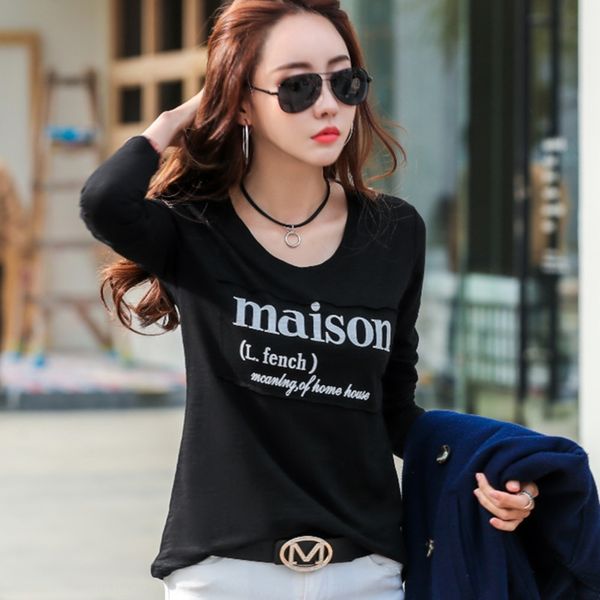 

52th3 wo autumn 2020 korean long slim version sleeve women's package packagebottom new autumn 2020 korean long slim version sleeve t-sh, White