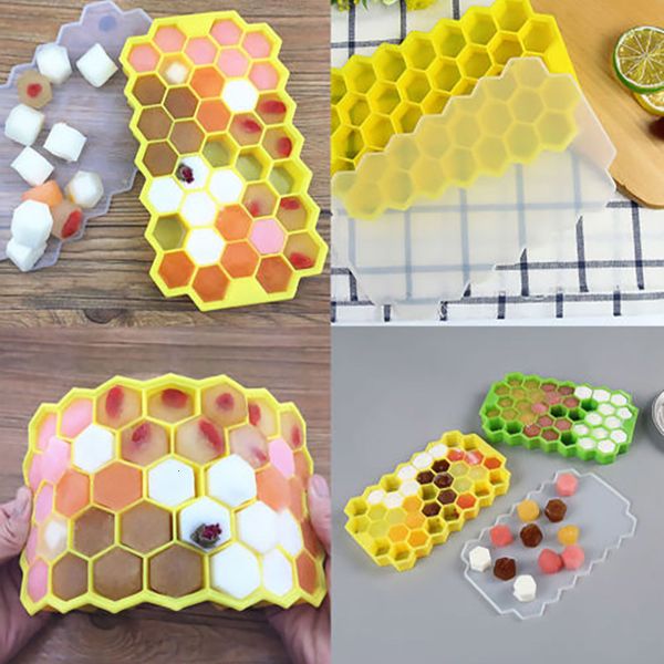 

ice cube trays diy 37 grids honeycomb silicone ice maker mold +lid for party whiskey ice cube storage containers tools wx9-623