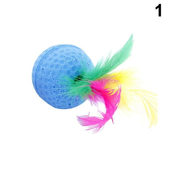 

cat toys 1 pcs colorful sponge balls cats with feathers kitten interactive can csv