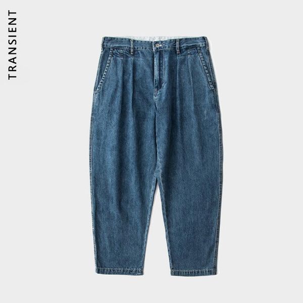 

trs men's clothing | 2020 new japanese snow wash water bifold slub fabric loose tothe type jeans male1, Blue