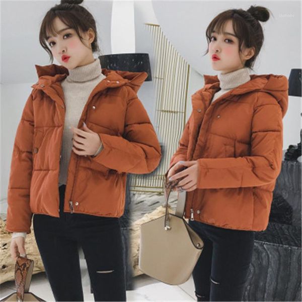 

cotton-padded jacket women's short 2021 winter fashion new style student loose hooded long-sleeved thick warm coat trendy 1951, Black