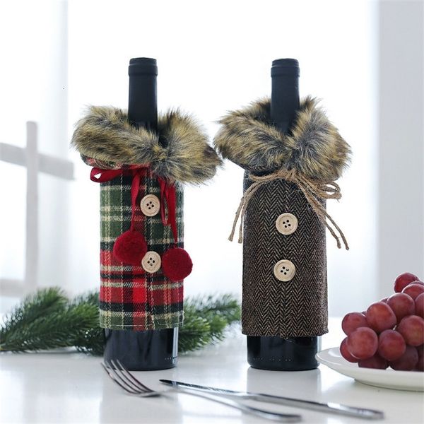

decoration american plaid red nordic style flannel bottle set champagne wine s