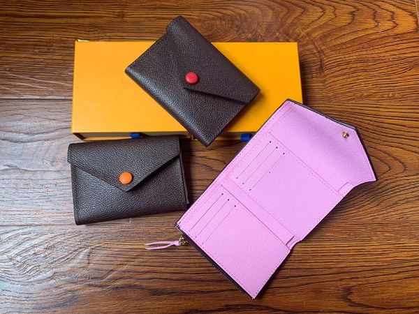 

2021 luxurys mens leather designers doudou button wallet bags classic women card holders purse multiple color short bifold casual clutch
