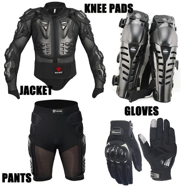 

one set 4in1 motorcycle jacket / short pants kneepads / protection gloves /motocross armor motocross suits clothing moto gloves