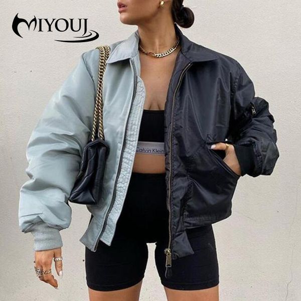 

miyouj blue & black color winter outerwear 2021 new fashion jacket casual safari style woman coats, Black;brown