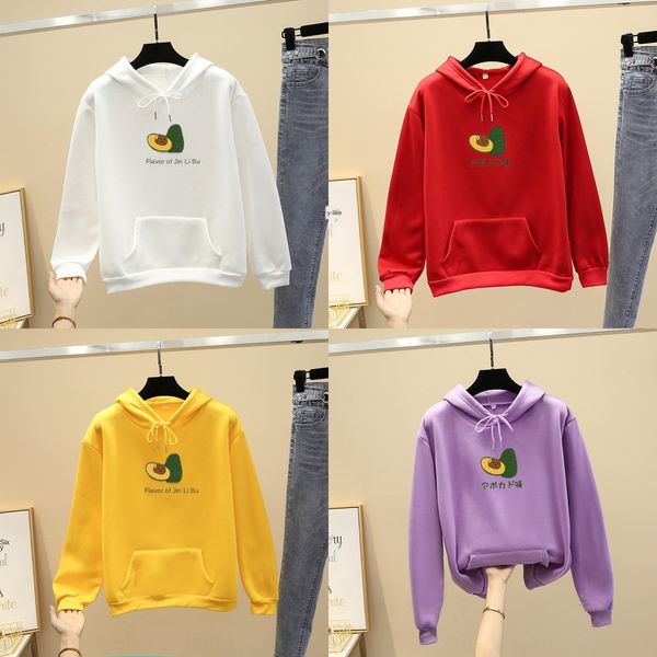 

w006 women's sweater hoodie sweater new autumn winter 2020 printed plush hoodie korean loose women's g2lrv, Black