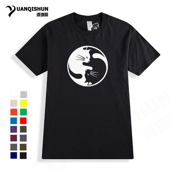 

novelty design yin and yang cat print cute cat tai chi style 16 colors brand sport hooded sweatshirt hoodie men t shirt