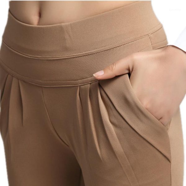 

normov fashion women harem pants mid waist summer plus size loose classic trousers female pleated solid black female pants1, Black;white