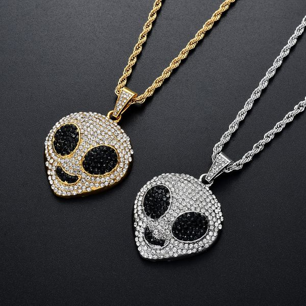 

alien pendant necklace hip hop pendant necklace gold plated silver plated alloy pendant in europe and america