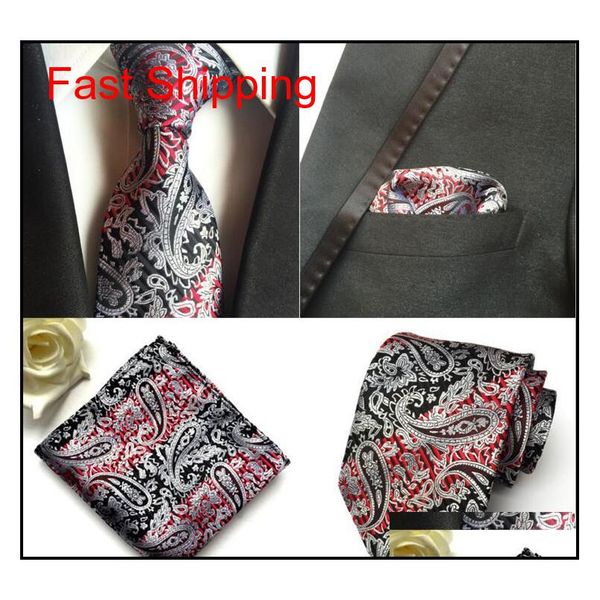 

new men neck tie set paisley necktie silk tie wedding accessories british style suit business tie hanky set square scarf fk6qr, Blue;purple