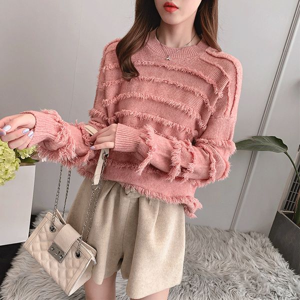

2021 new high-end fall temperament cotton hooded thick round neck women's sweater welp, White;black