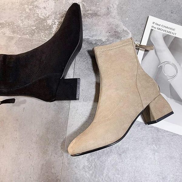 

2020 new boots autumn winter tongs zippers suede shoes women gothic shoes womens boots snow women size 35-39, Black