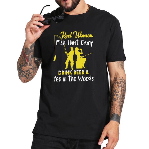 

reel fish hunt camp drink beer and pee in the woods t shirt short sleeve t-shirt street eu size sport hooded sweatshirt hoodie