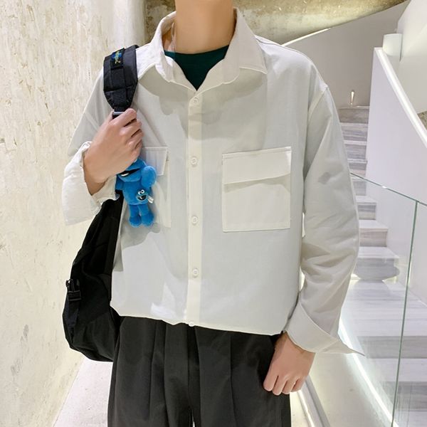 

bub17 осень рабочей одежда корейская молодежь мужской длительная работа ip4gv рубашка top shirtloose моды рукав топа с рубашкой и красивым п, Blue