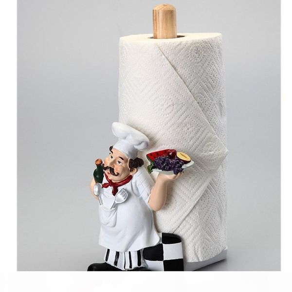 

kitchen storage rack resin cartoon chef paper towel holder figurine ornaments home decor craft kitchen dining table decor r2020