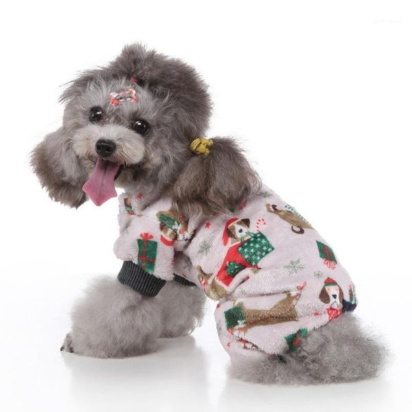 

dog apparel pet christmas outfits 4-legged cartoon pattern costume small and medium cold weather jumpsuit bradypod print1