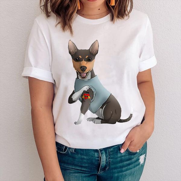 

women graphic printing 90s happy funny harajuku dog animal clothes lady tees print clothing female tshirt t shirt, White